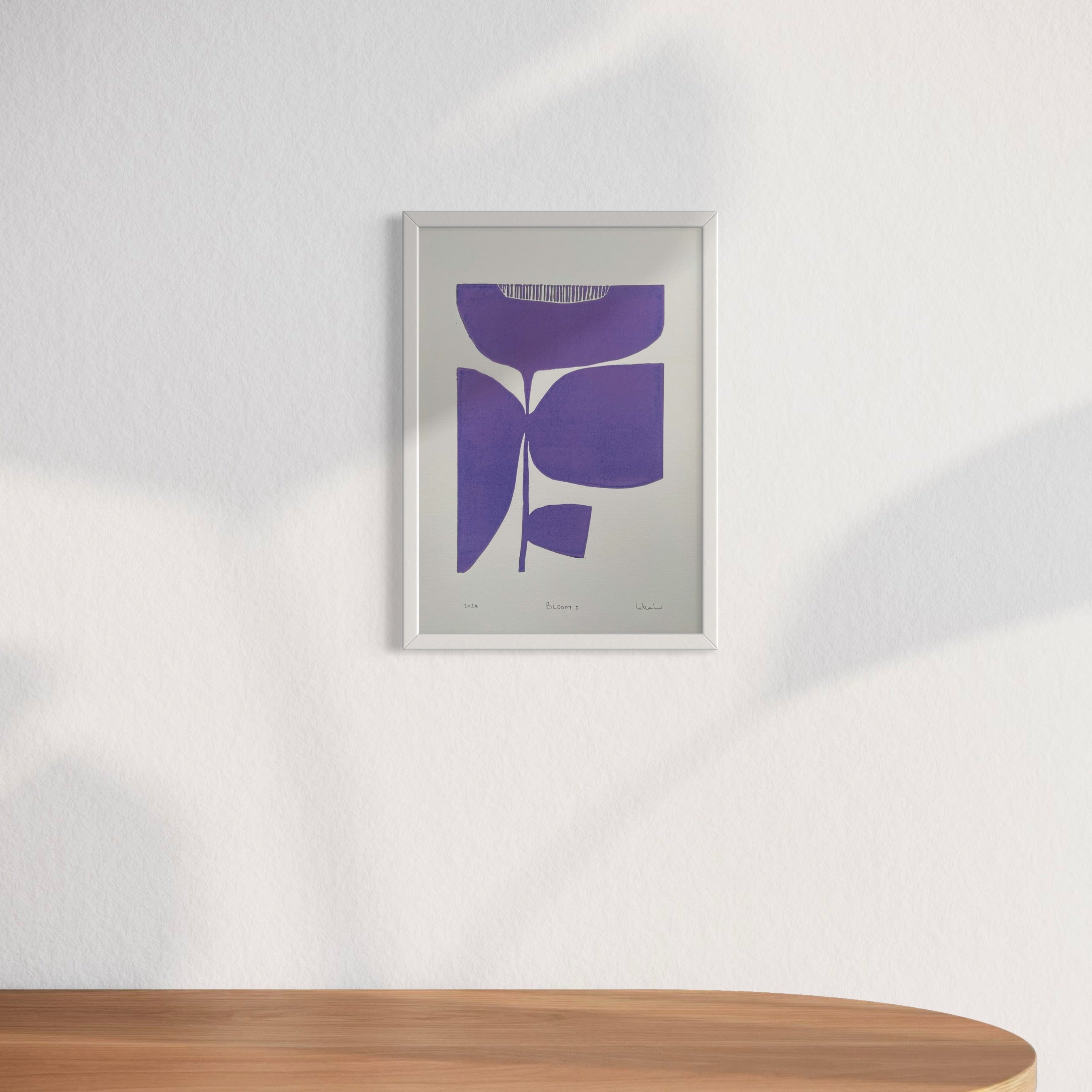 Linolschnitt "Bloom 1" -Violett